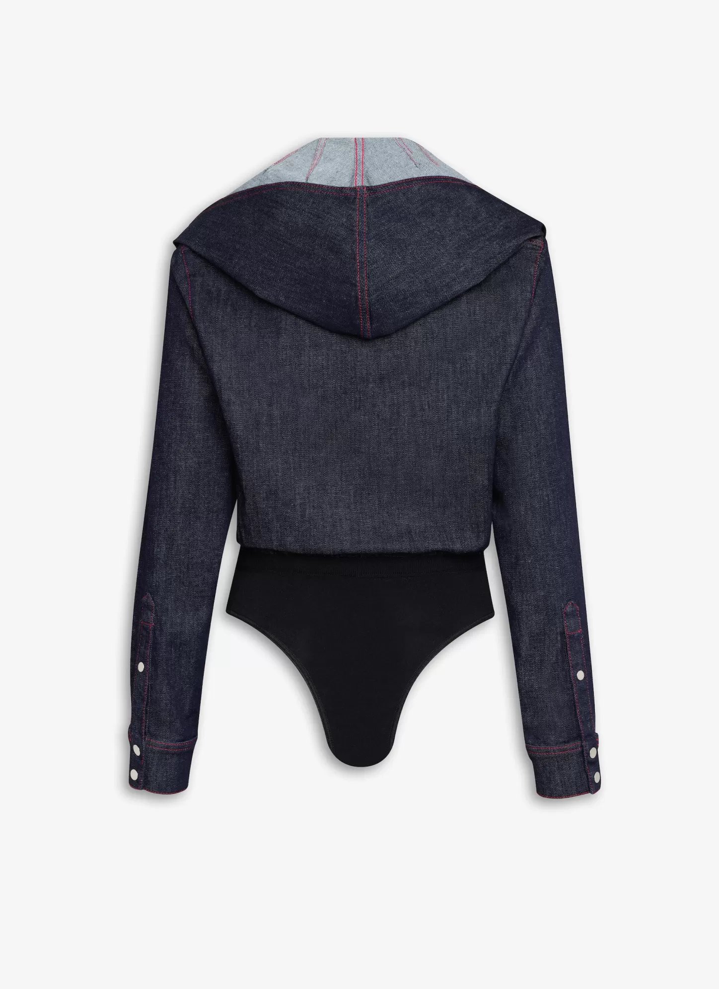 Alaïa Denim | Bodys Et Leggings | BODY-CHEMISE À CAPUCHE EN DENIM STRETCH