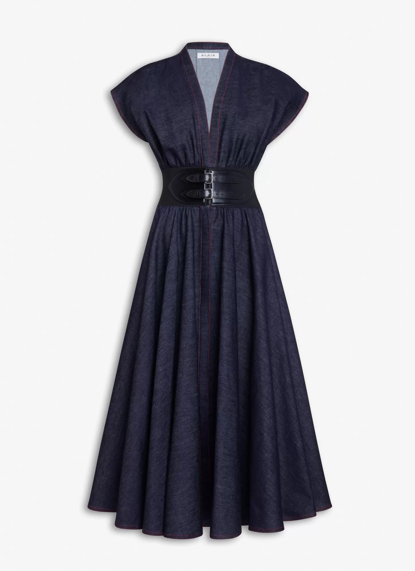 Alaïa Denim | Robes | ROBE CEINTURÉE EN DENIM STRETCH